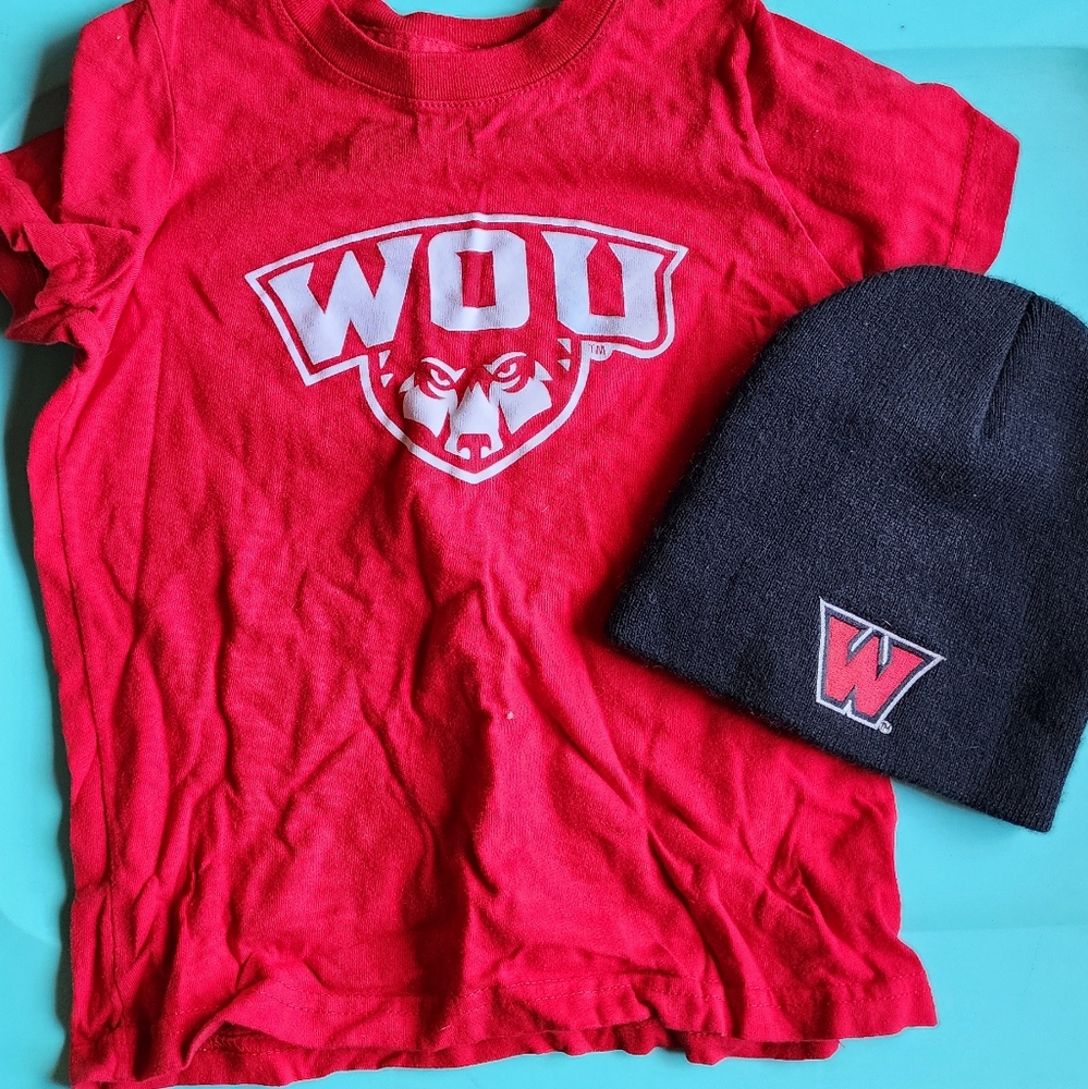 WOU Western Oregon University 3 Pieces 2t 3t Shirt Beanie Bundle